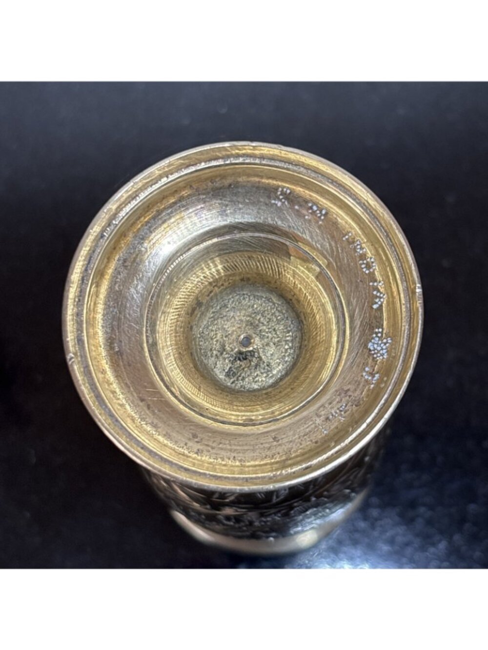 Vintage Brass Bud Vase Etched Floral Spur Honor Society Convention 60s 5" India - Picture 8 of 9